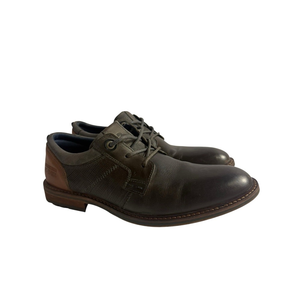 Bull‎ Boxer Davis Gray & Cognac Distressed Leather Oxford Dress Shoes Size 10